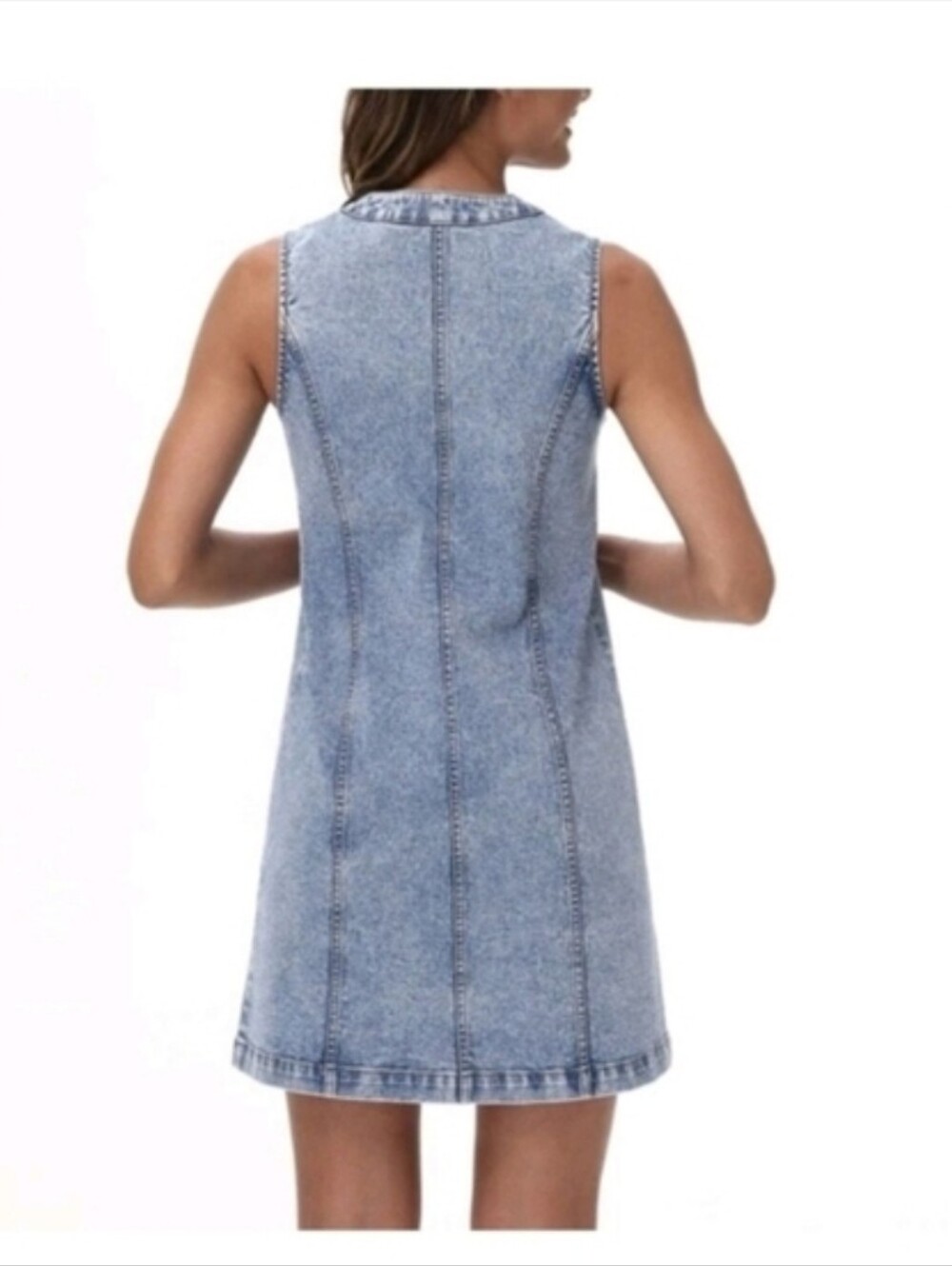 Frye Ladies Denim Mini Dress Light Wash Sleeveless Size XXL - Picture 3 of 8
